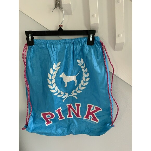 NWT Vintage Victoria’s Secret PINK Dog Logo Backpack Drawstring Pouch Sack Bag